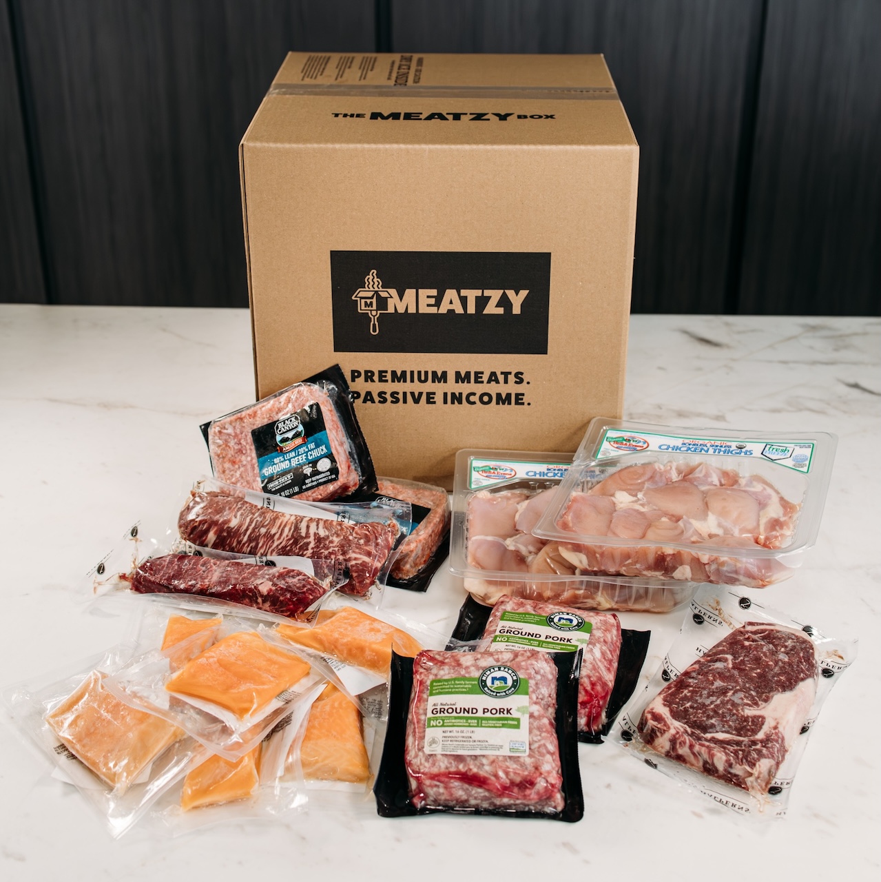 Meatzy high-protein meat and seafood delivery box with premium cuts