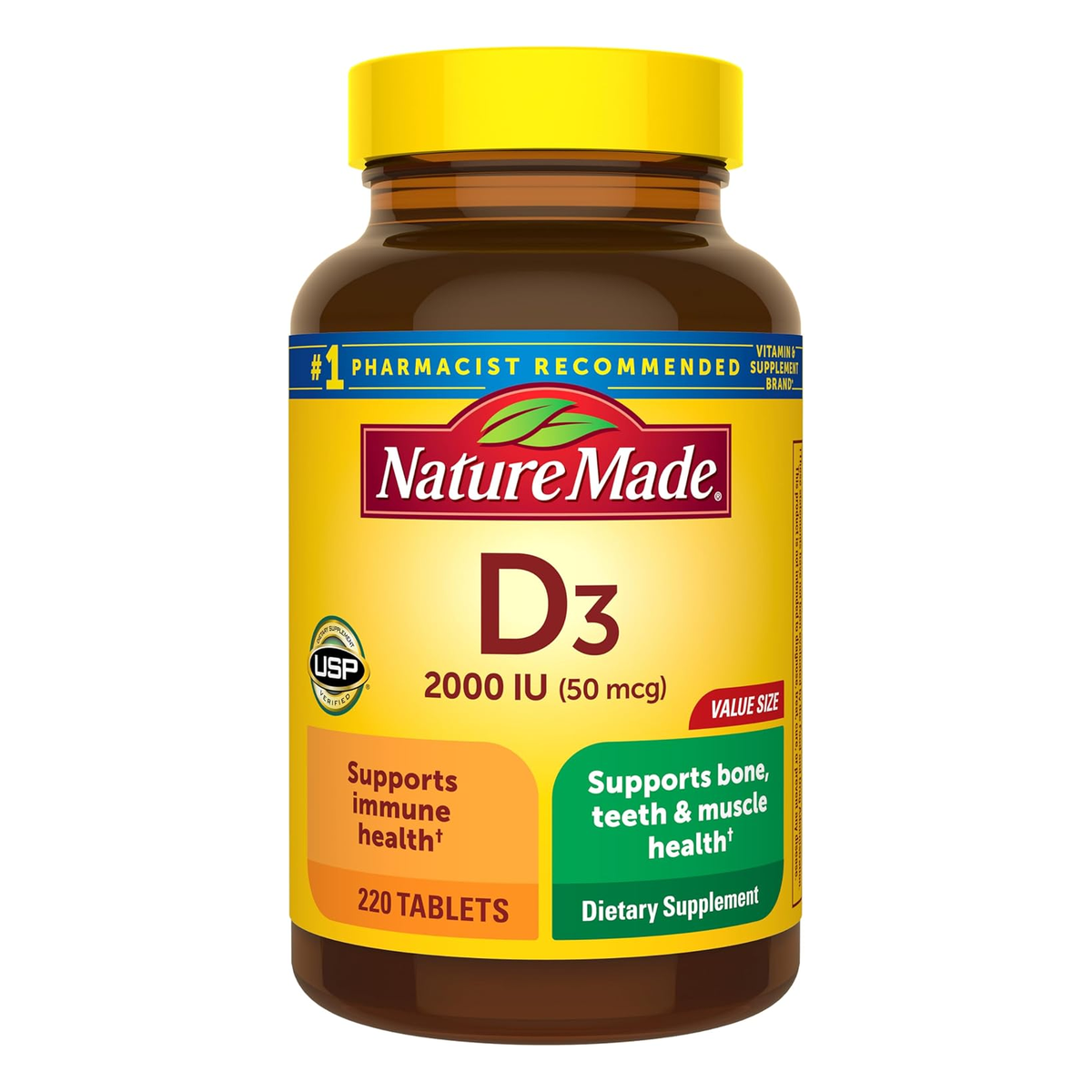Nature Made Vitamin D3 2000 IU 50 mcg bottle, 220 tablets